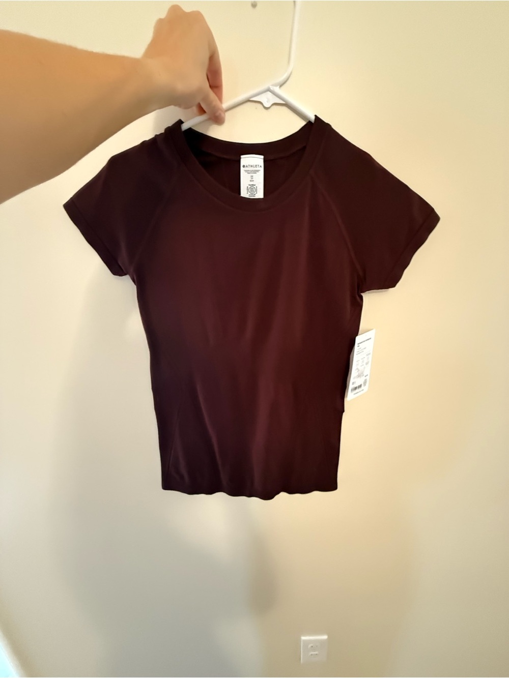 Athleta Short-Sleeve Crewneck Top in Deep Burgundy